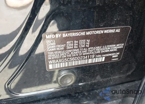 2013 BMW 528 I z USA, uszkodzony, nr VIN WBAXG5C56DD234119